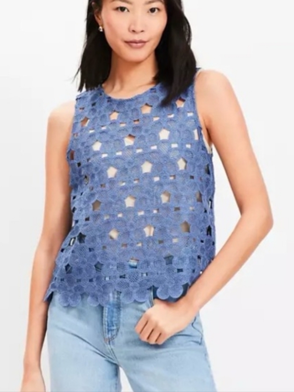 Loft Daisy Crochet Lace Sleeveless Top M